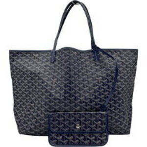 Goyard Saint Louis Navy Blue Leather Tote Bag